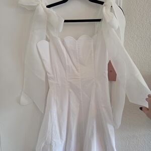 BHLDN White Mini Dress with Bow Details